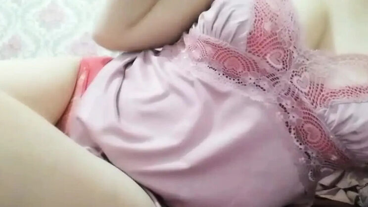 Indonesian amateur teen with big natural tits gets seduced and masturbates with dildo