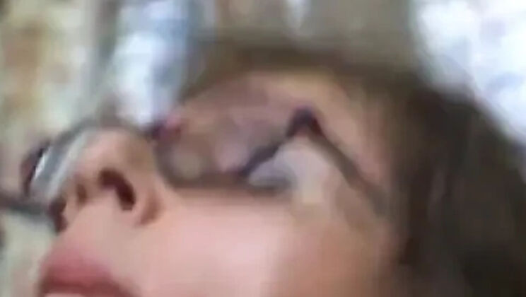 Hairy GILF with glasses and stockings gets missionary fuck and cum in mouth