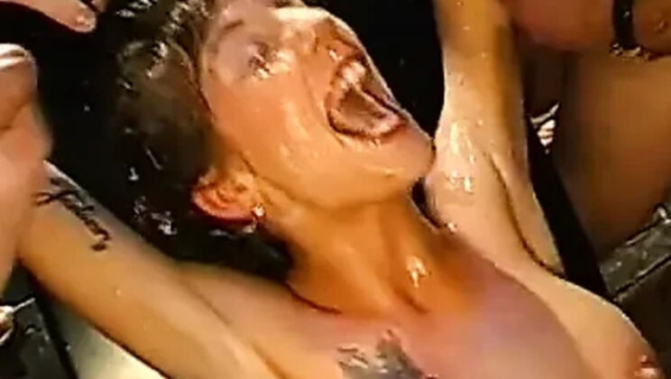 Babe Tied Up & Gangbanged - Huge Cocks Fuck Her Deep For Cumshot Swallow