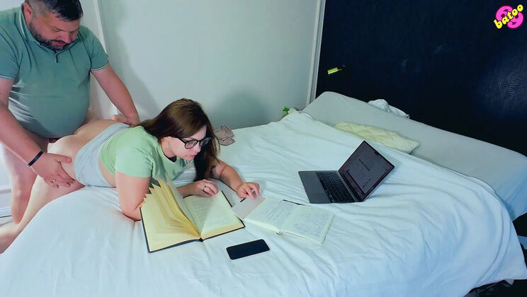 Free Use Pussy While I Study - Big Ass Brunette MILF Doggy Style & Missionary