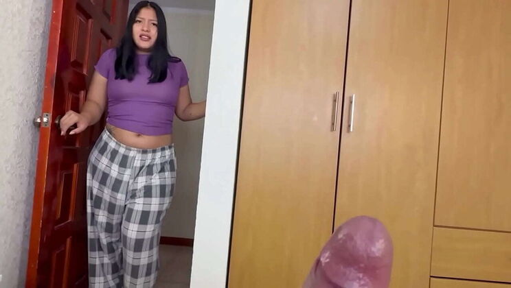 Amateur Latina Step Sister Catches Me Jerking Off With Her Panties