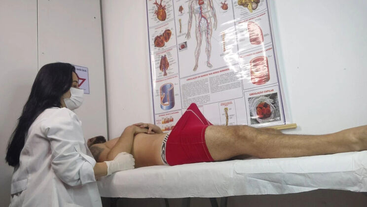 Nurse Jennyferpimenta Handles Her First Patient's Big Cock Erection - Amateur Latina Brunette Deep Throat Blowjob