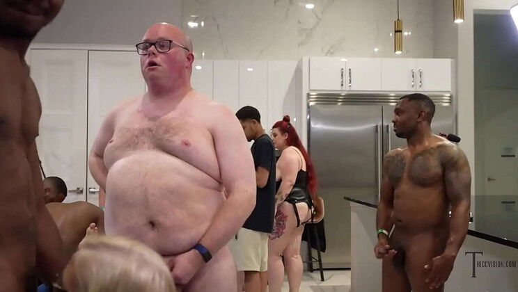 20 Person Orgy Blowjob Gangbang with BBC and Big Tits - Amateur Slut Wife Swinger Orgy