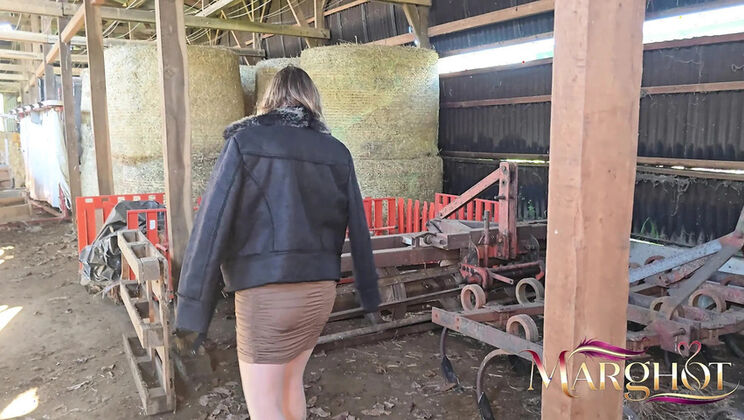 Farm Threesome with Stepson & Neighbor: Rough Sex, Blowjob & Creampie for Hot MILF