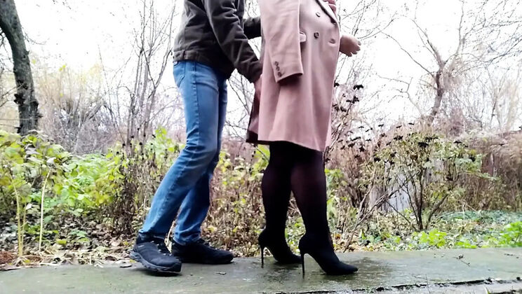 Curvy Stepmom Pisses on Street for Stepson - Amateur MILF Outdoor Pee Fetish