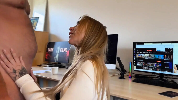Big Cock Casting Audition with Blonde MILF Secretary in Glasses