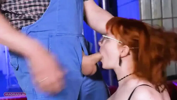 Casting Cutie Redhead Fails Funny Test, Then Bounces in Doggy Style!