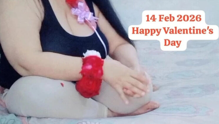 Happy Valentine's Day Meeting My Hot Sexy Girlfriend With Flowers and Gifts
