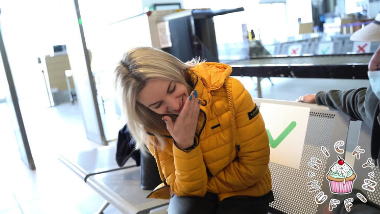 Public extreme: Fan recognizes blonde teen and reads her off, deep throat blowjob and rough sex