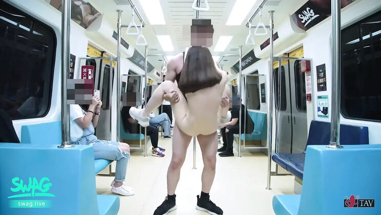 Busty Asian Babe Squirts on Subway While Passengers Watch
