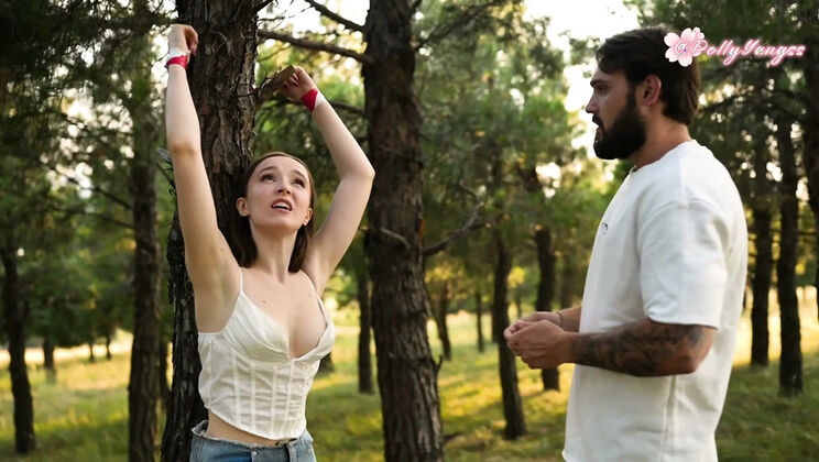 Tied to a Tree in the Woods - Random Guy Fucked My Wet Pussy and I Didn’t Want Him to Stop